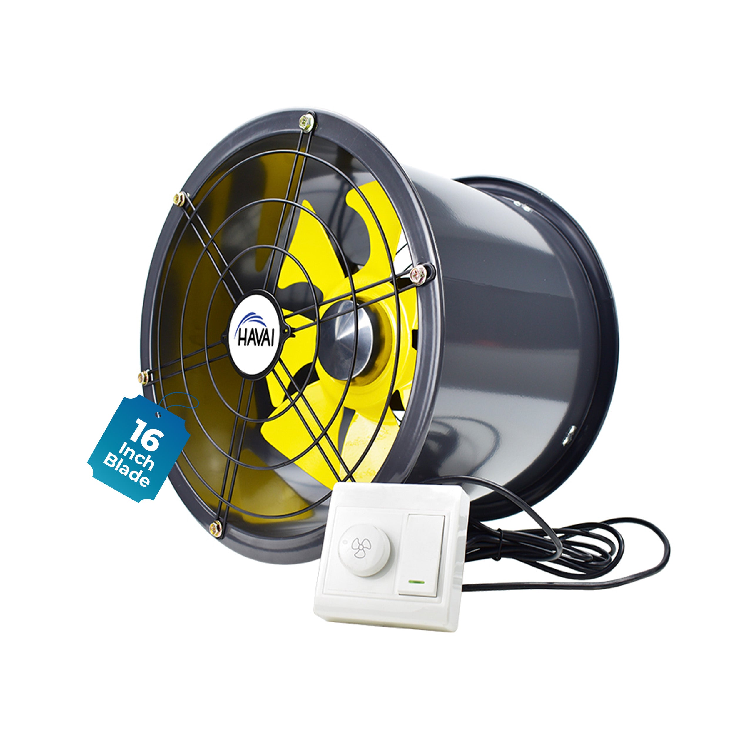 HAVAI 16-Inch Commercial BLDC Axial Fan | Stepless Speed Control | Low Noise | Aluminium Blade | 2000–6000 m³/h Air Volume | 40–80% Energy Saving | No Winding Burnouts | 2-Year BLDC Motor Warranty