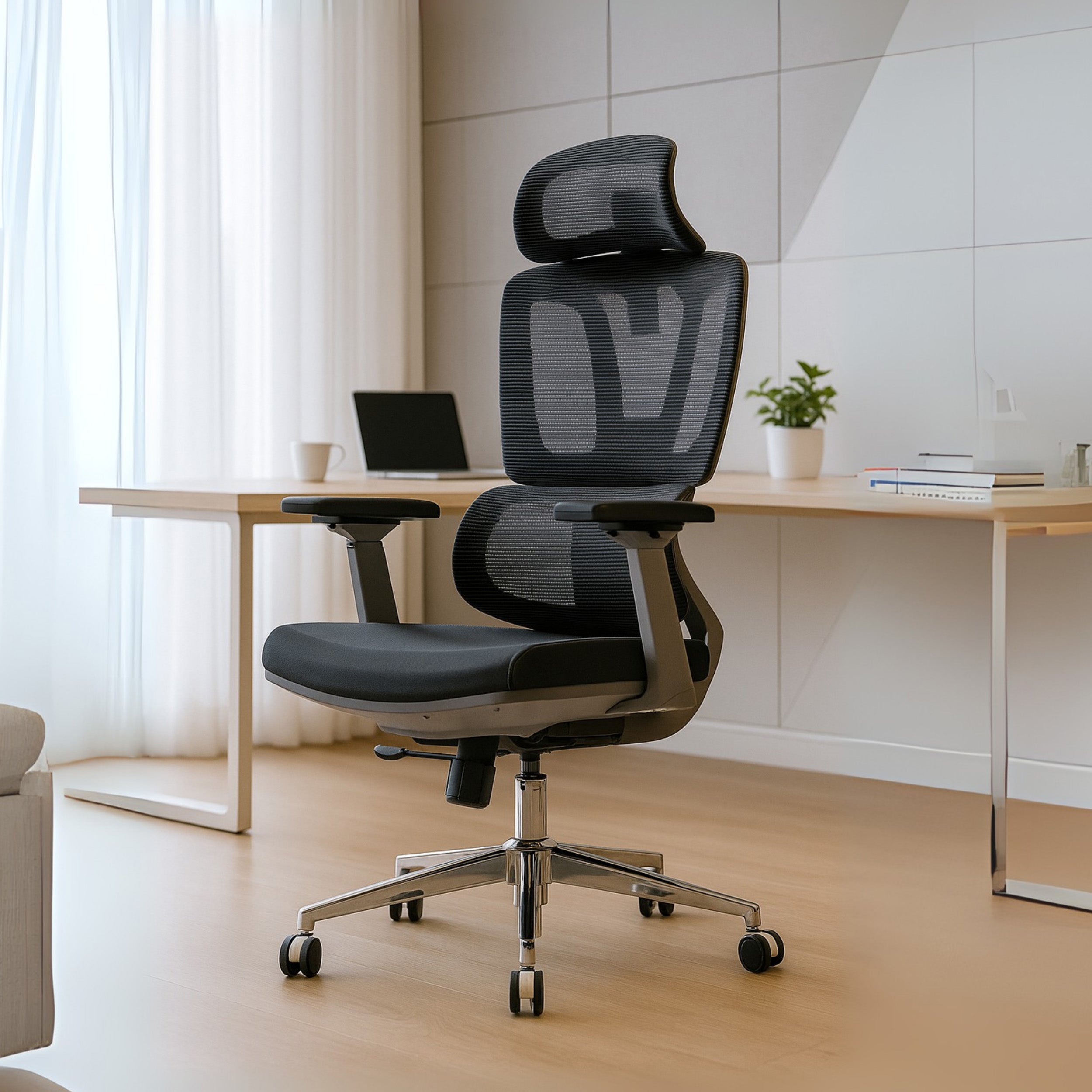 HAVAI Flexi High Back Black Mesh Ergonomic Office Chair | Multi-Lock Synchro Tilt | Aluminium Base | Class 4 Gaslift | Seat Slider | 3D Adjustable Armrests | 50mm Casters | Premium Mesh Back & Fabric Seat(Grey)