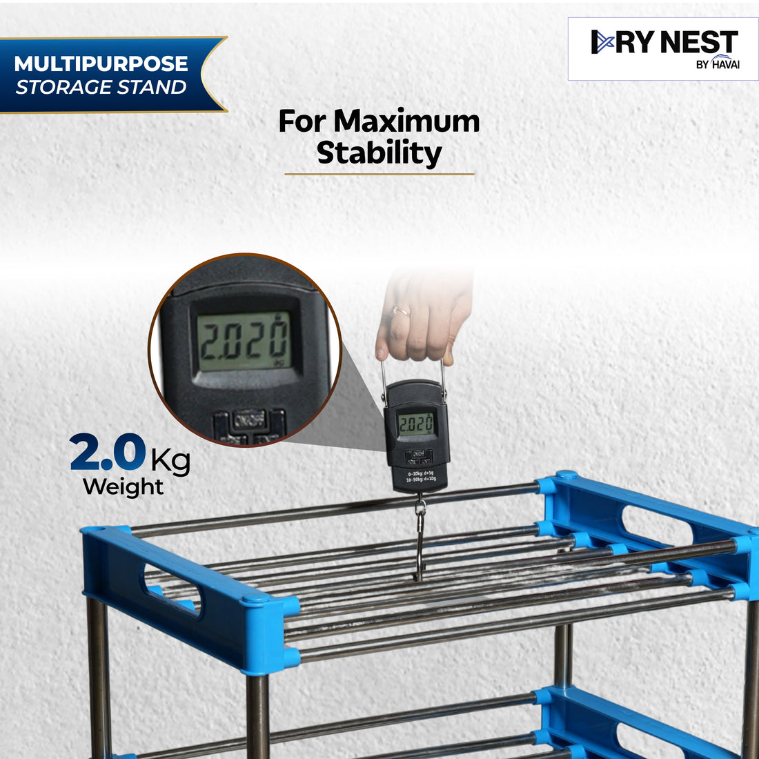 HAVAI Multipurpose Heavy Duty Steel Rack | 2.0 KG Strong & Durable Organizer for Kitchen, Bathroom & Home Use