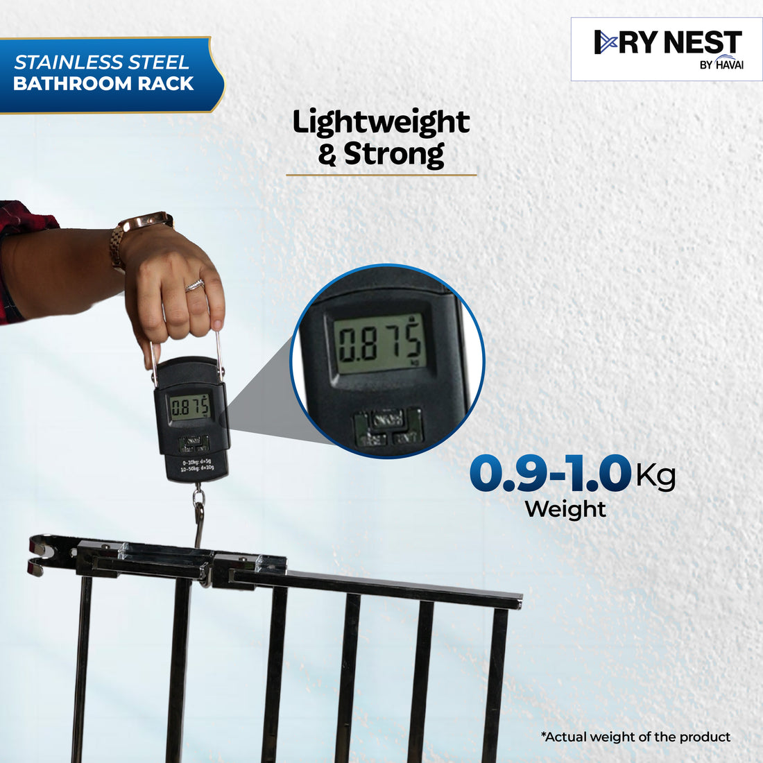 HAVAI Foldable Wall Mounted Bathroom Rack | Heavy Duty Steel Towel Shelf & Storage Organizer | 0.9 KG Strong & Durable