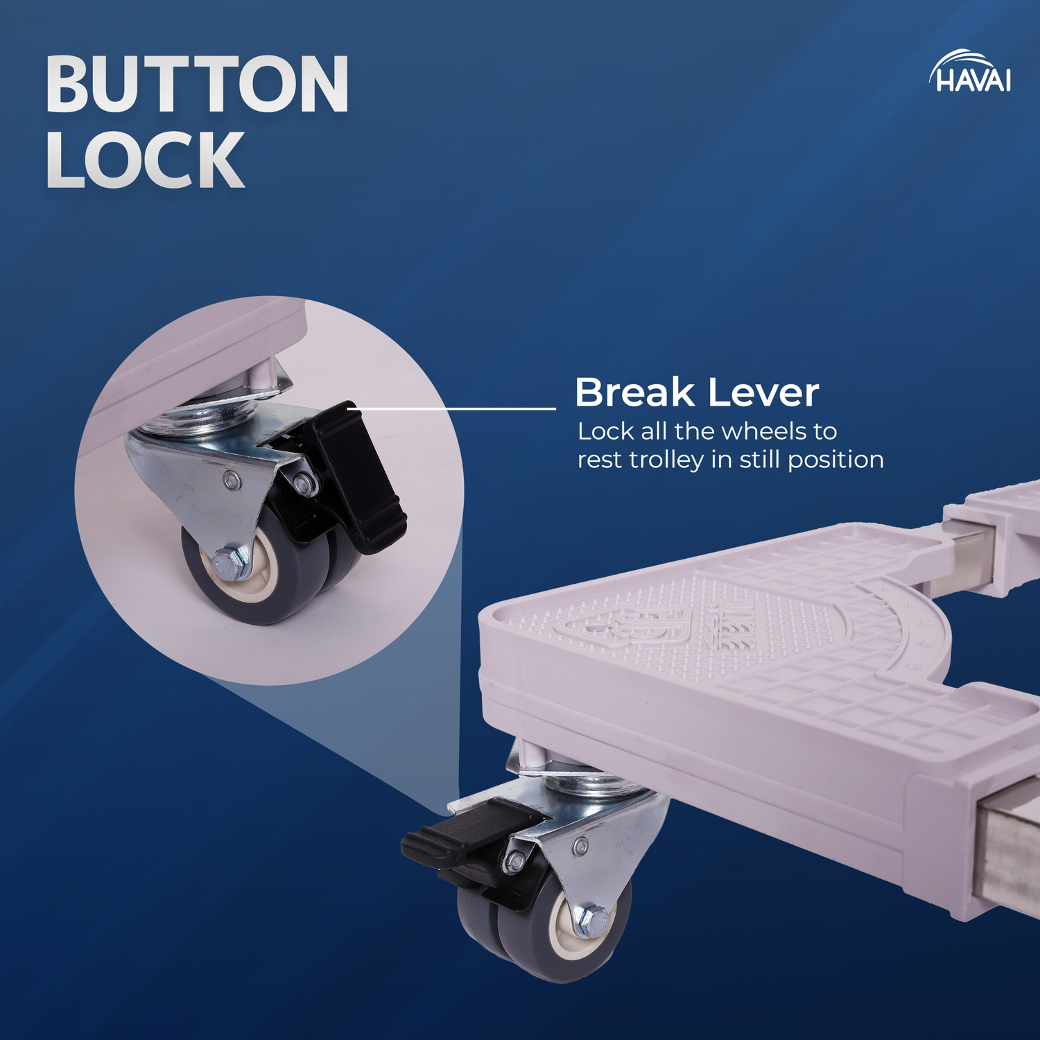 HAVAI Premium Trolley Stand with Wheels – For Heavy Duty Adjustable Top Load Washing Machine/Refrigerator/Fridge/Dishwasher/Air Cooler: Colour - Bluish Grey