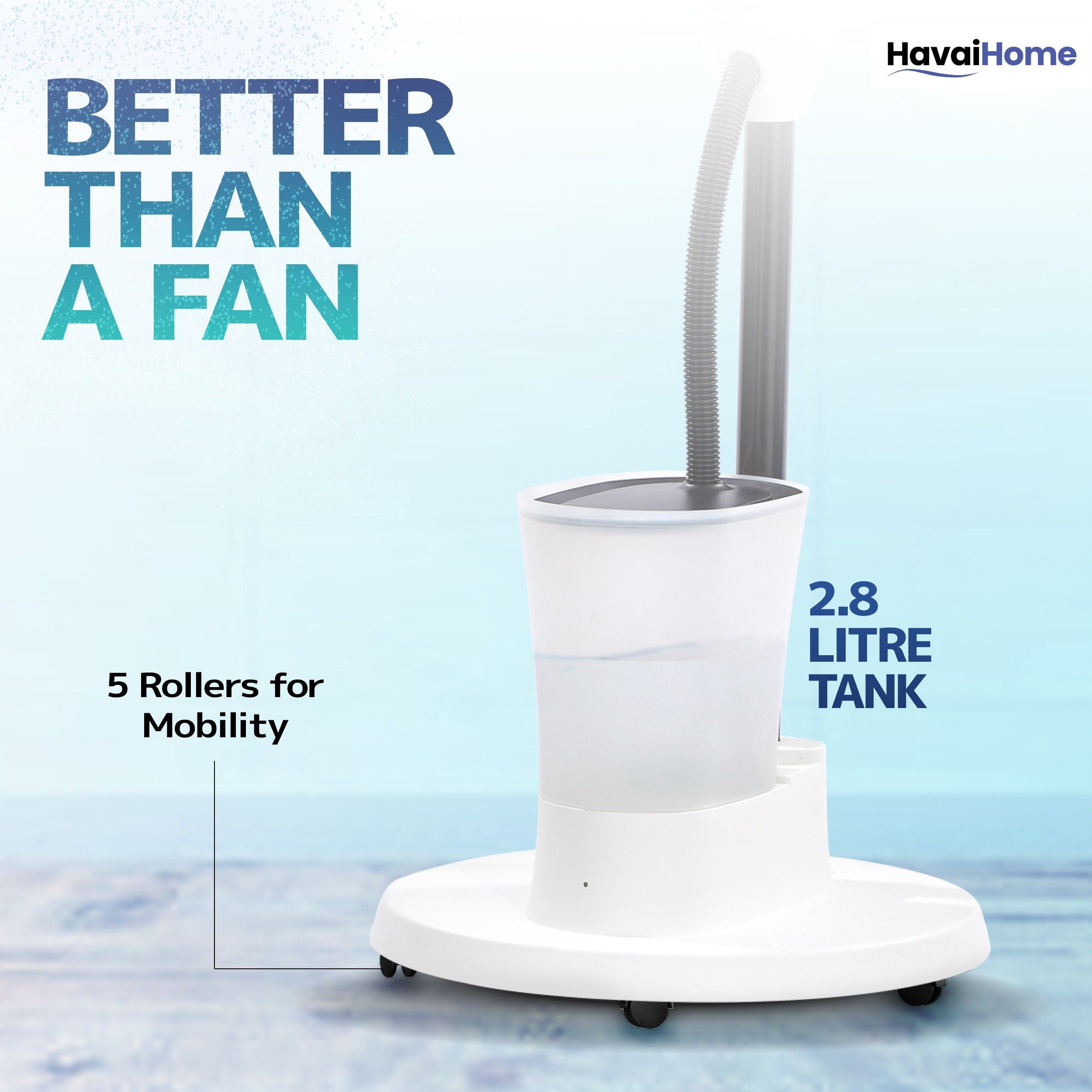 Blu Mist Pedestal Fan – 16" Residential Mist Fan | Remote Control | 2.8 Litre Tank | Installation Included (White, Pack of 1)