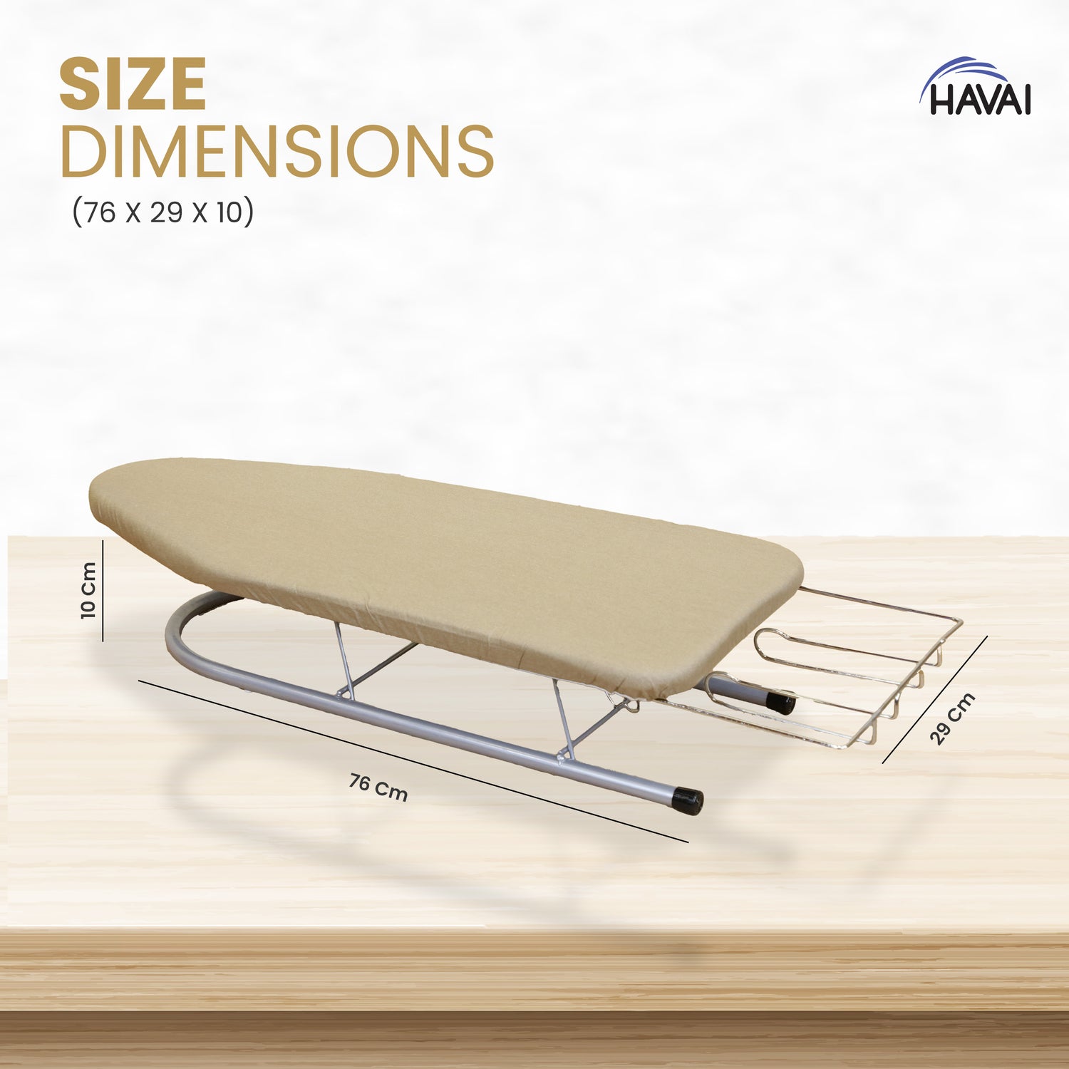 HAVAI Tabletop Ironing Board with Iron Rest- Grey, 76x29 cm Surface - Wall Mountable, Iron Rest with Silicon Pad, Heat-Resistant & Space-Saving Iron Table for Ironing Clothes