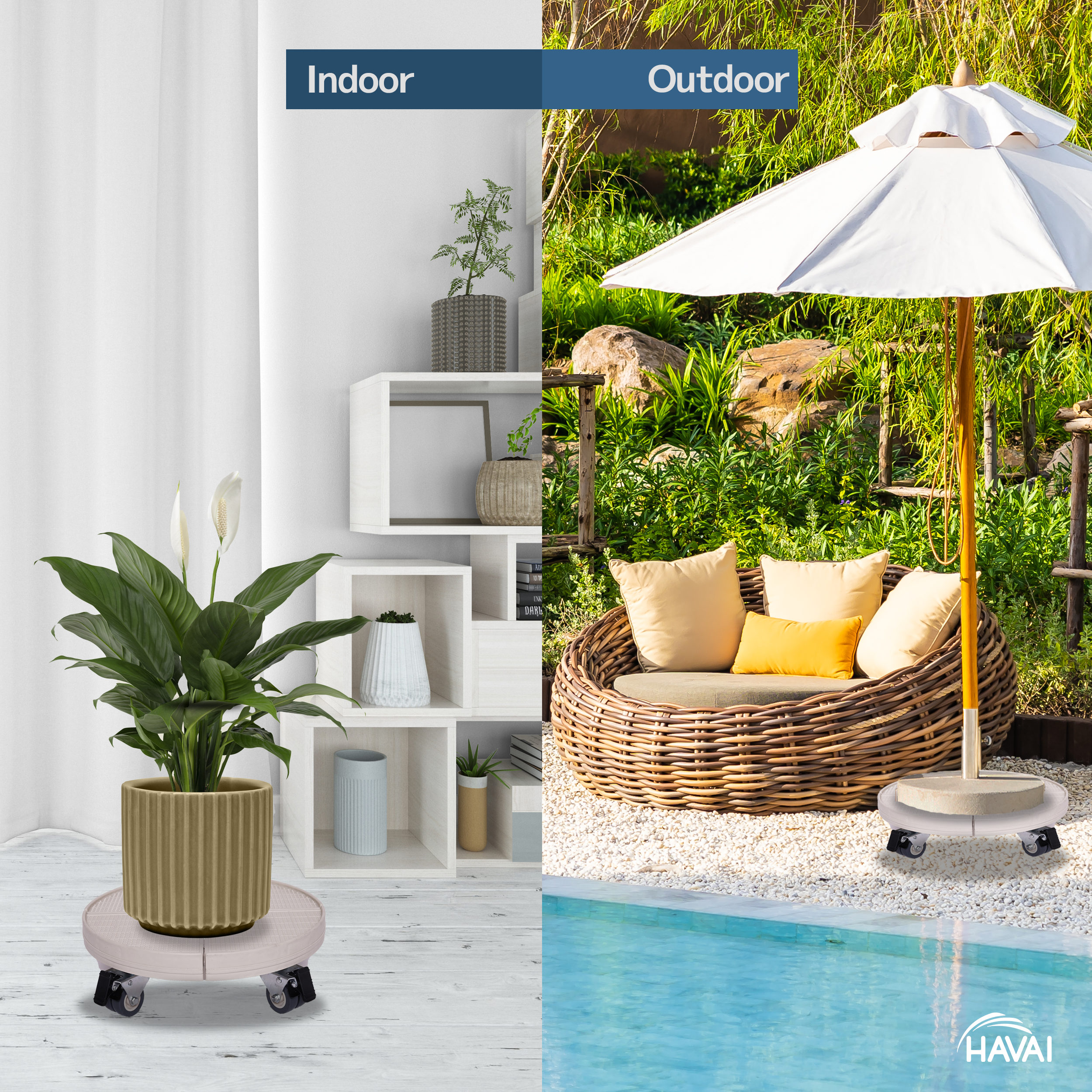 HAVAI Plant Stand with Wheels Heavy Duty, 20" Adjustable Plant Mover / Stroller with Wheels, Large Plant Cart for Vertical Garden, Vertical Planters, Patio Umbrella Base, Plant Pots