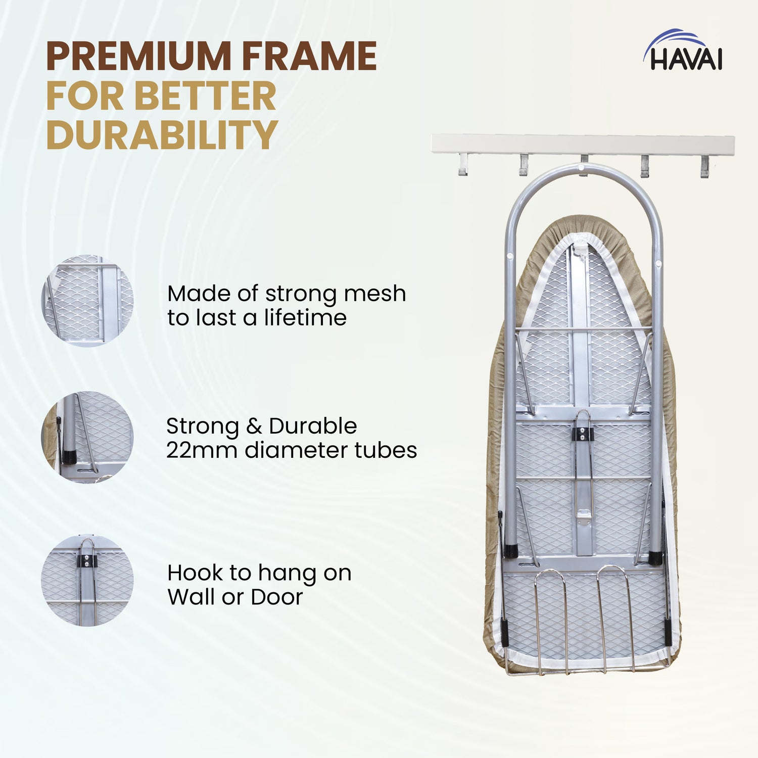 HAVAI Tabletop Ironing Board with Iron Rest- Grey, 76x29 cm Surface - Wall Mountable, Iron Rest with Silicon Pad, Heat-Resistant & Space-Saving Iron Table for Ironing Clothes