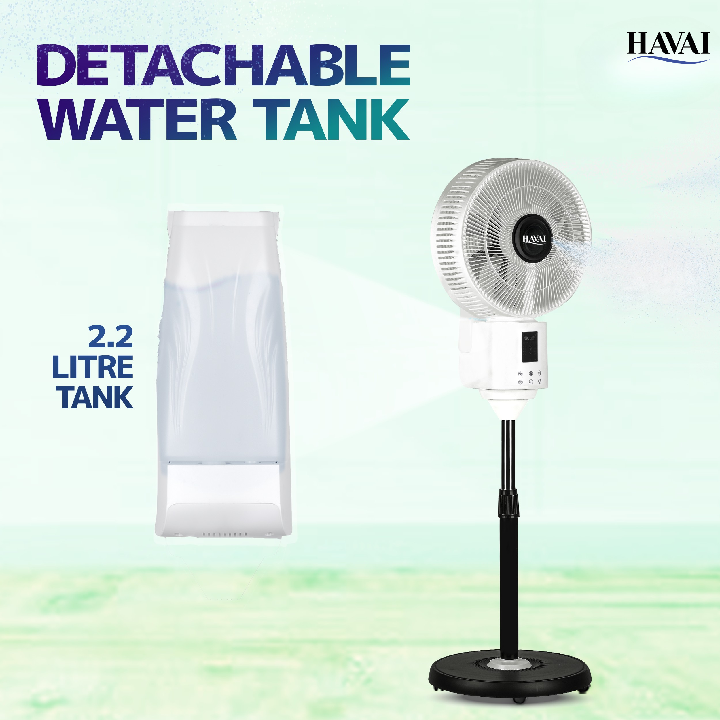 BLU X BLDC Mist Pedestal Fan – 16” Residential BLDC Mist Fan|Low Noise|Remote and Touch Enabled|2.2 Litre Detachable Tank | Installation Included (White, Pack of 1)