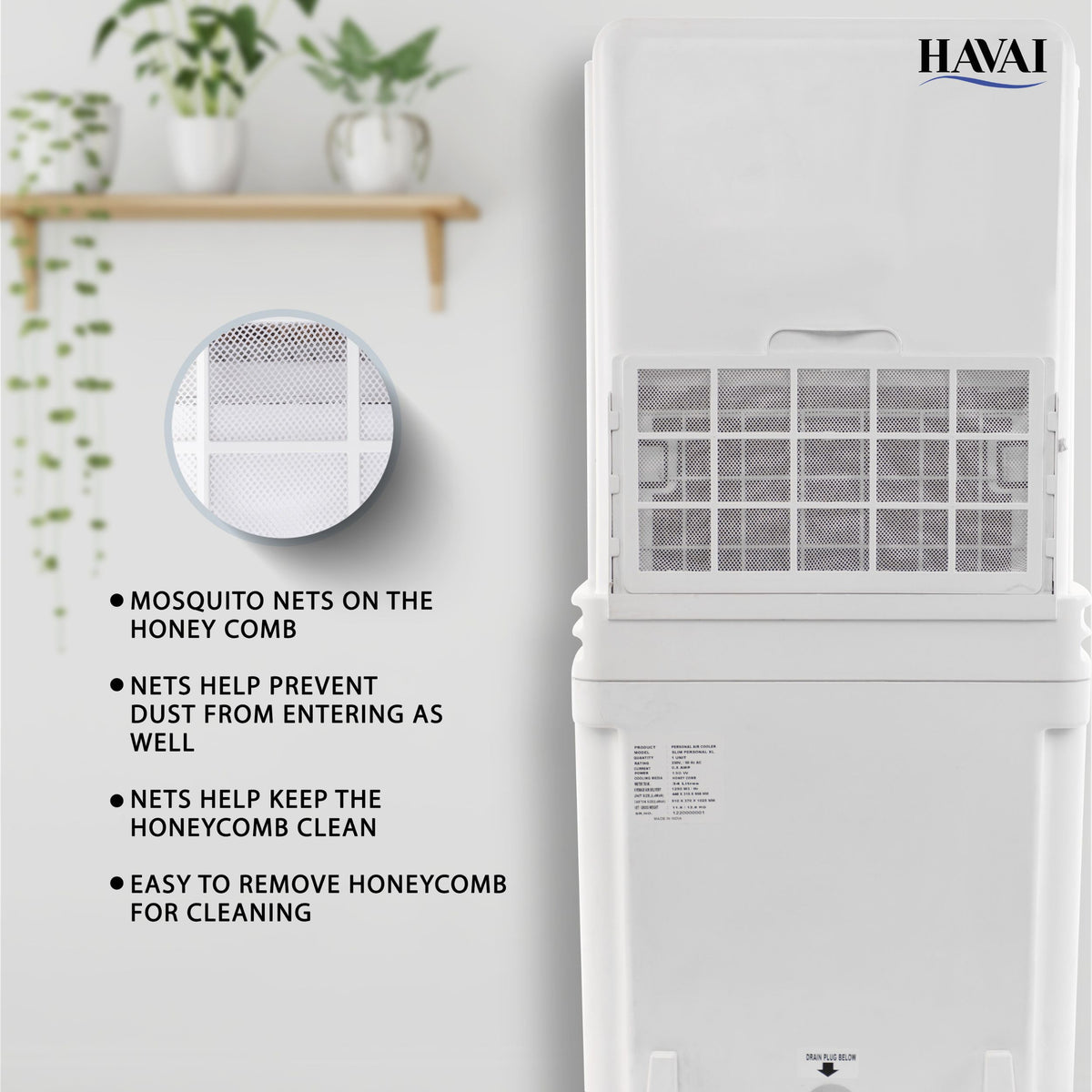 HAVAI Slim Personal XL with Blower - 34L,White