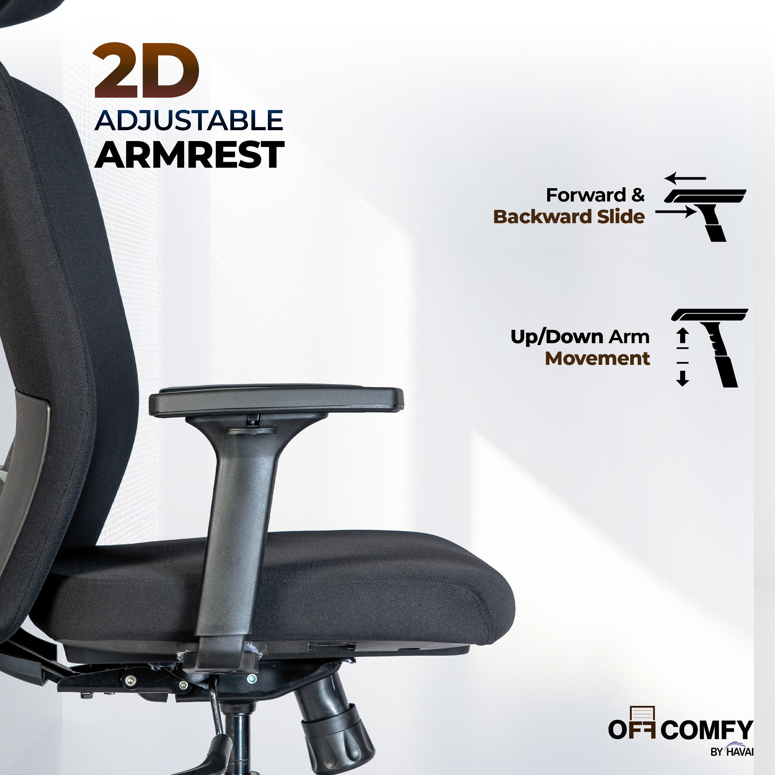 Off-Comfy by HAVAI Swift High Back Ergonomic Office Chair | Fixed Headrest | 3D Adjustable Armrest | Lumbar Support | Synchronized Recline | Chrome Base | Work from Home & Office Chair