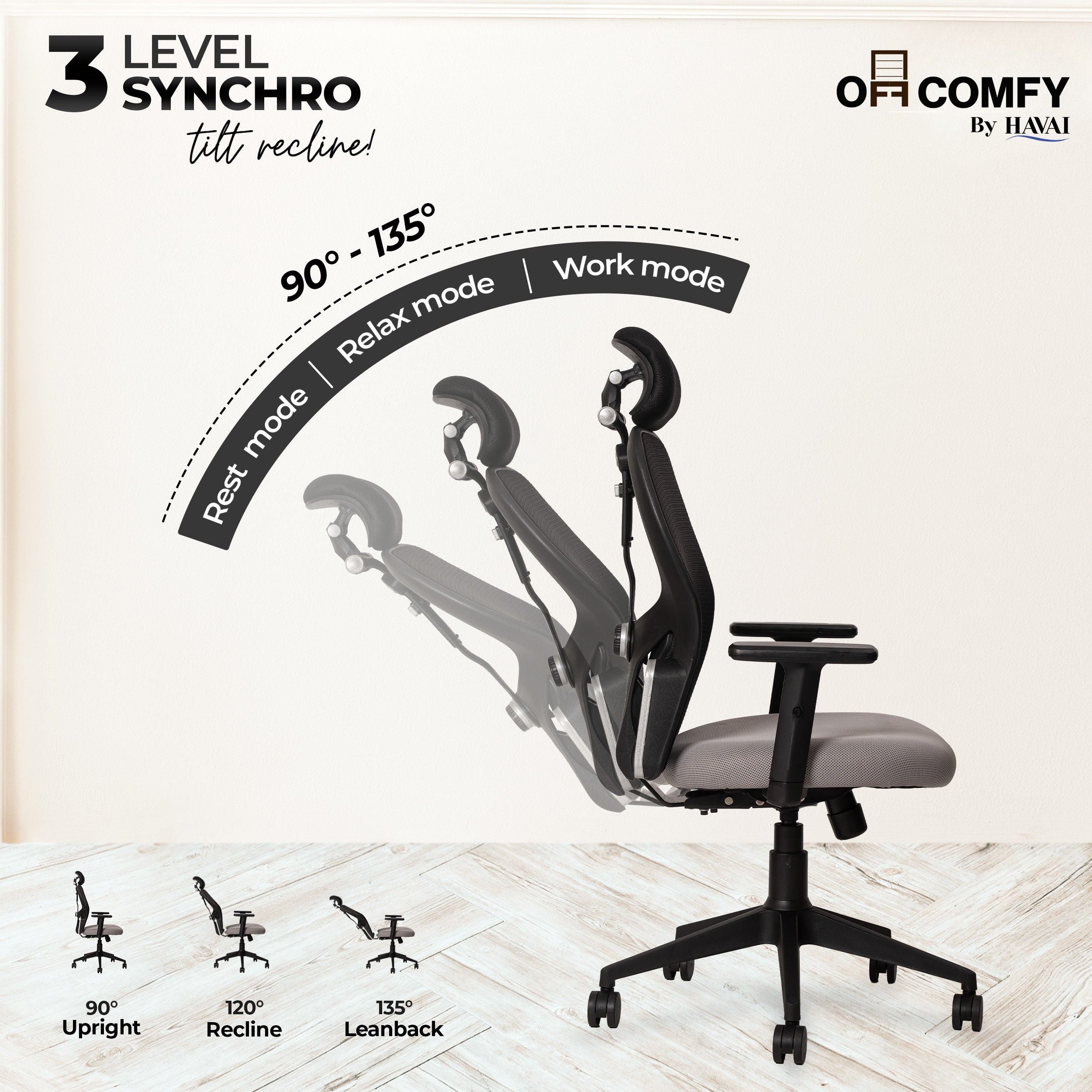 Tauras Lean Back High Back Mesh Ergonomic Office Chair | Single Lock Synchro Tilt | Nylon Base | Class 4 Gaslift | 2D Adjustable Armrests | 50mm Casters | Premium Mesh Back & Fabric Seat