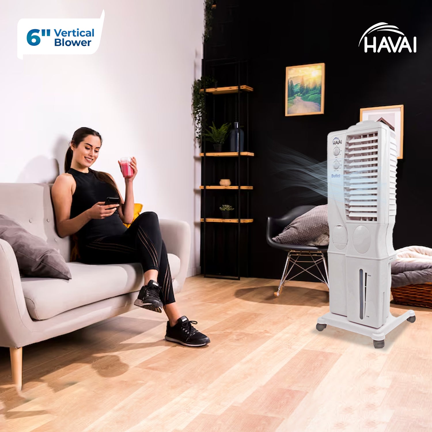 HAVAI Bullet Tower Air Cooler - 20 Liter, White