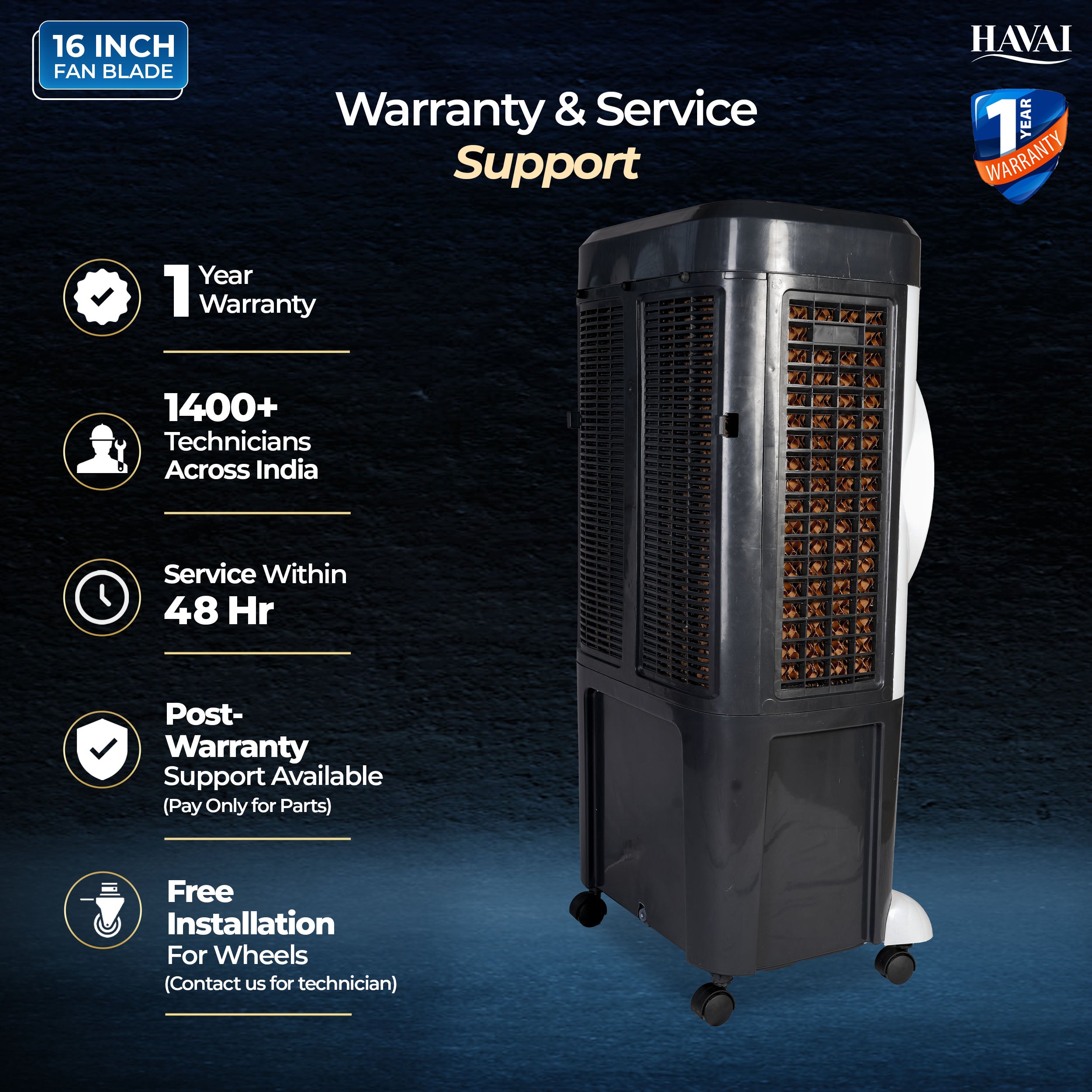 Havai Elite Pro 90 Desert Air Cooler, 90 L, 16-Inch Fan, 20 Ft Air Throw
