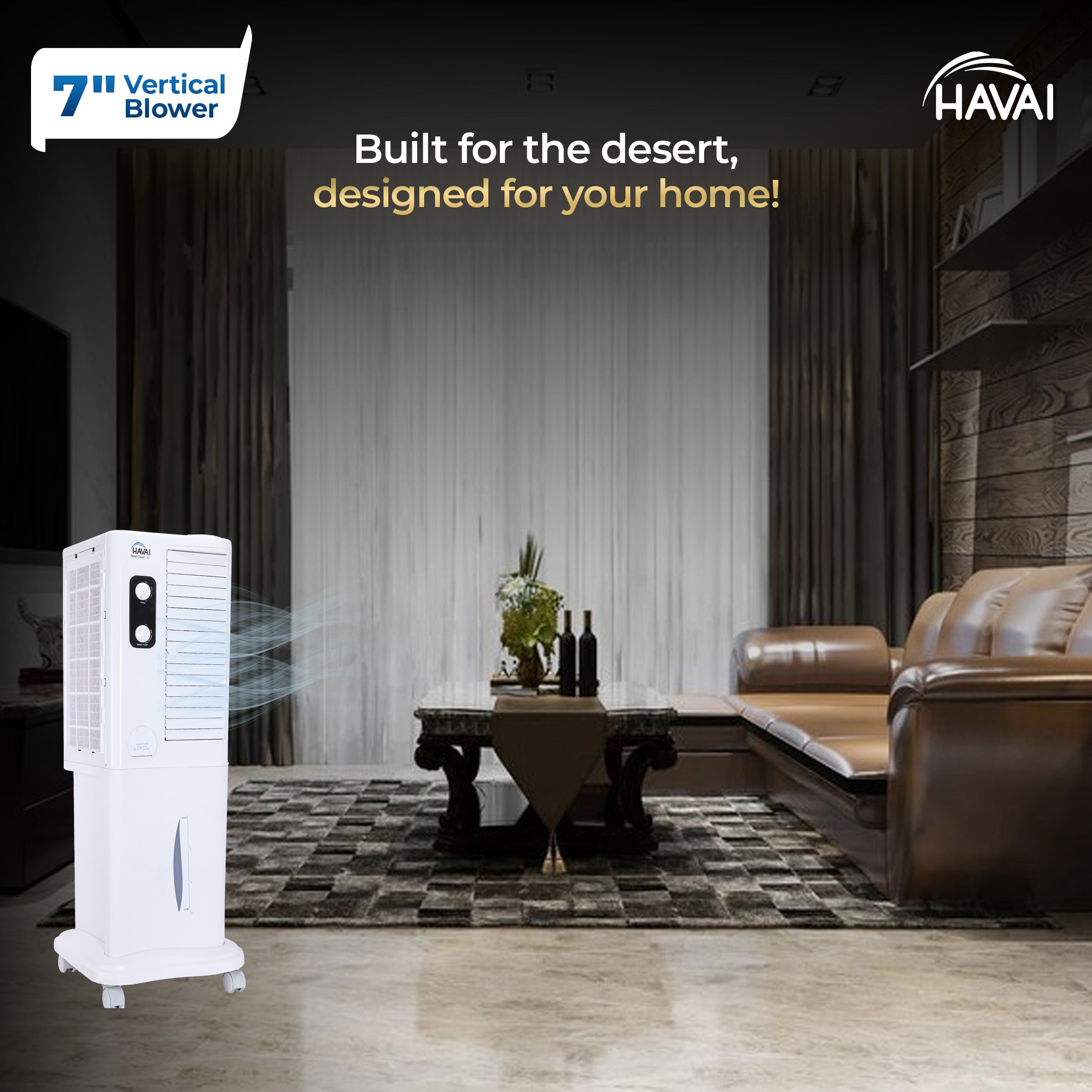 HAVAI Desert Tower XL Cooler with Powerful Vertical ABS Blower - 42 L, White