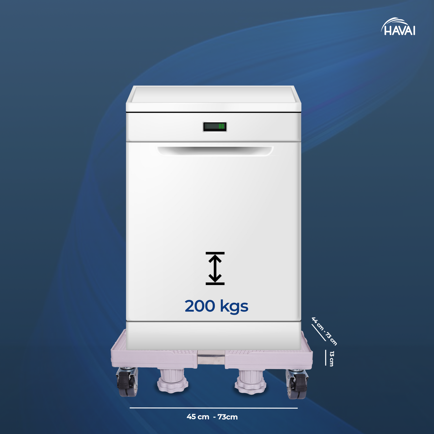 HAVAI Premium Trolley Stand with 4 Grip and 4 Wheels – For Heavy Duty Adjustable Top Load Washing Machine / Refrigerator / Fridge / Dishwasher / Air Cooler: Colour - Bluish Grey