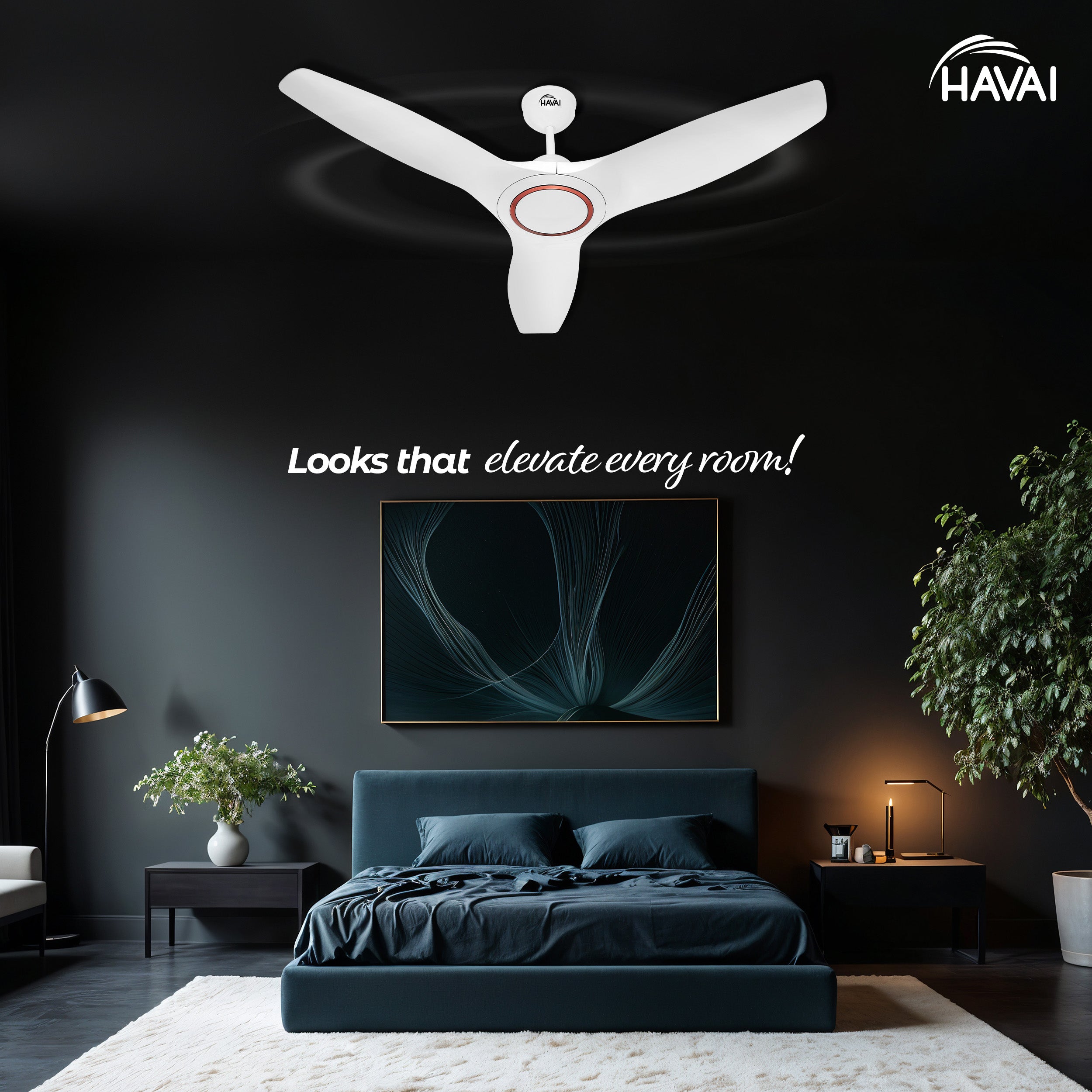 HAVAI Pristine Neo ABS Blade Ceiling Fan | 1200mm, 3 Blades, 27W | Remote Control | 2 Year Warranty | Pearl White