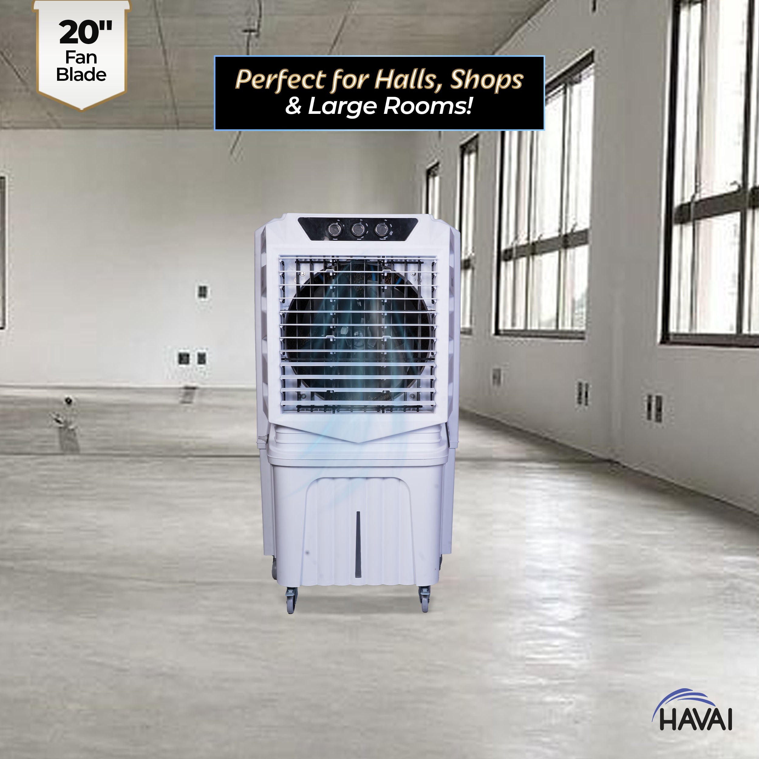 HAVAI Arizona 20 Desert Air Cooler | 120L Water Tank | 20-Inch Metal Blade | 4800 m³/hr Air Delivery | 35 Ft Air Throw | Double Bearing Low Noise Motor | Thick Honeycomb Pads | Covers up to 500 Sq Ft | 1 Year On-Site Warranty