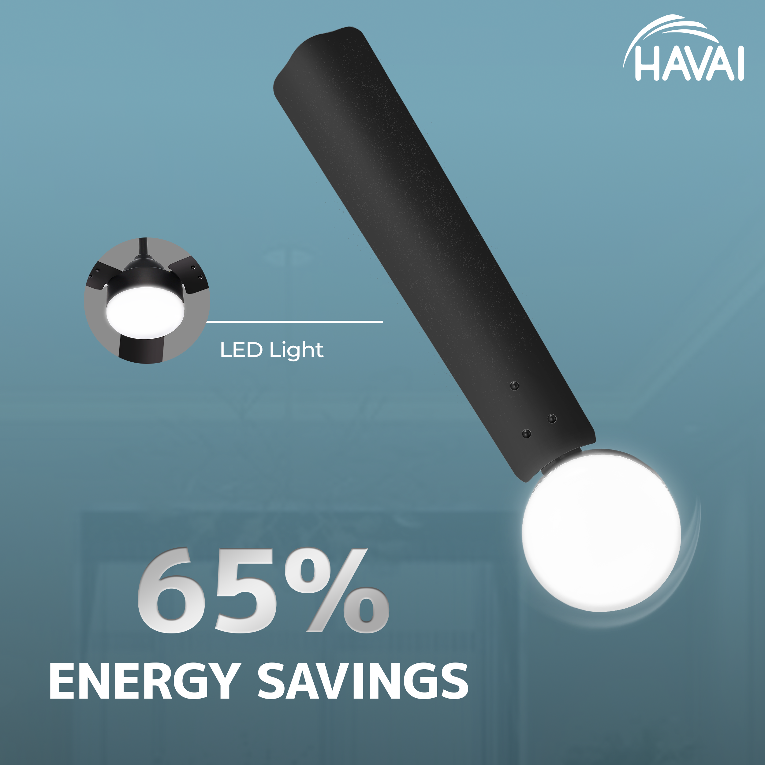 HAVAI Spinel BLDC Ceiling Fan 28W, 1200mm Blade with Remote - Smoky Brown,9W LED Light