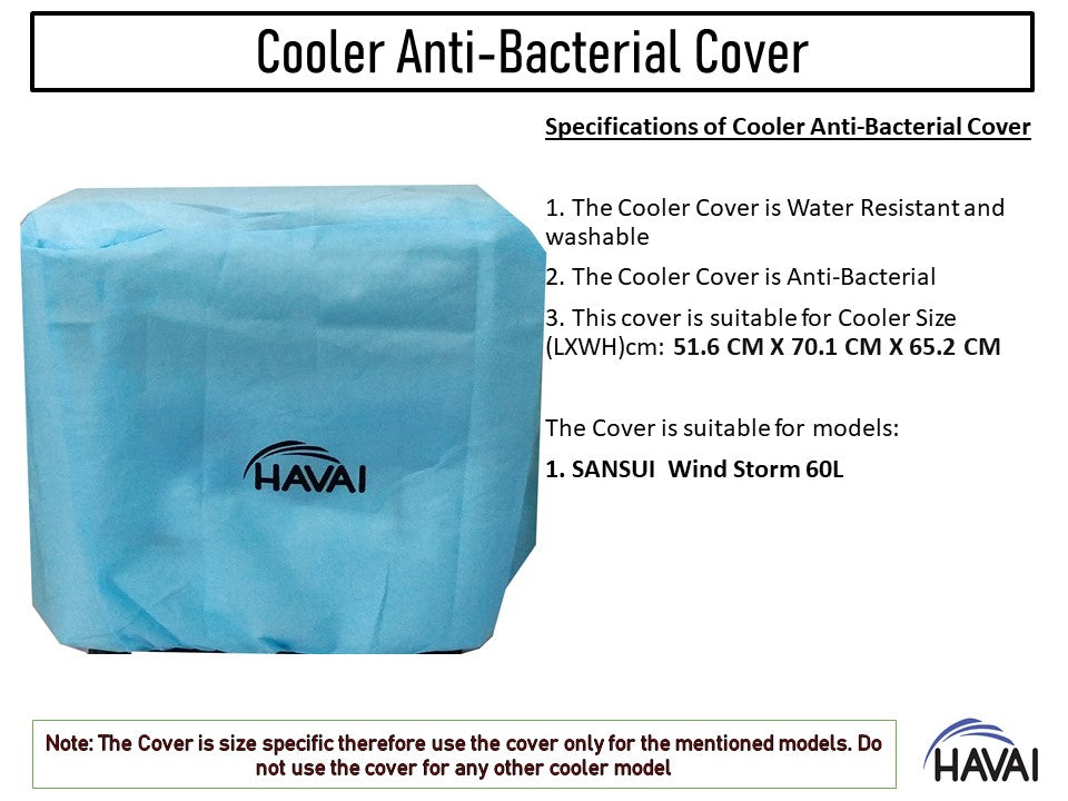 HAVAI Anti Bacterial Cover for SANSUI Wind Storm 60L Window Cooler Water Resistant.Cover Size(LXBXH) cm: 51.6 x 70.1 x 65.2
