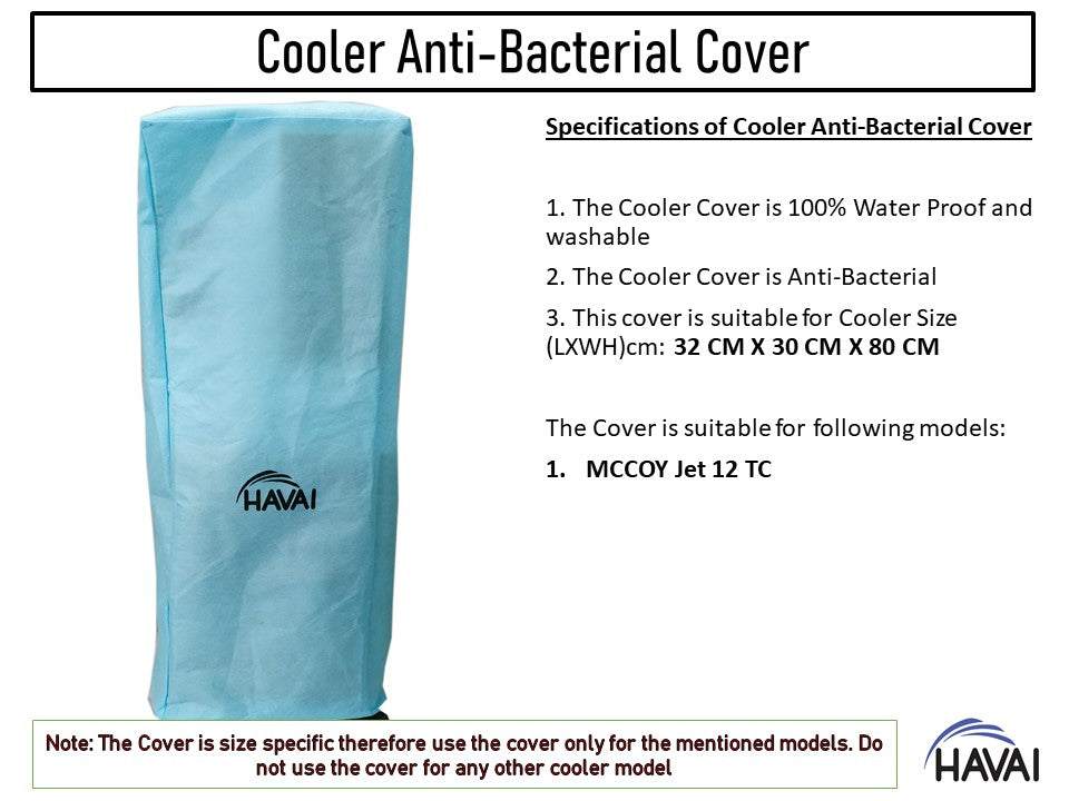 HAVAI Anti Bacterial Cover for McCoy  Jet 12 TC Litre Tower Cooler Water Resistant.Cover Size(LXBXH) cm: 32 x 30 x 80
