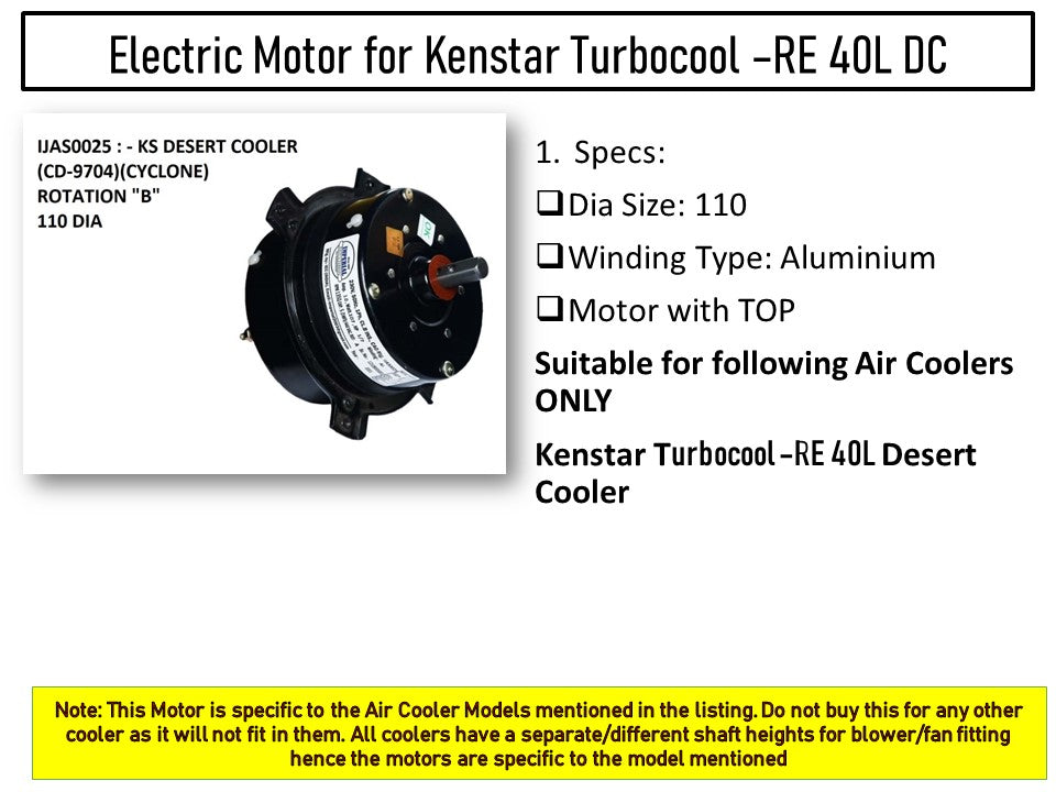 Main/Electric Motor - For Kenstar Turbocool -RE 40L Desert Cooler