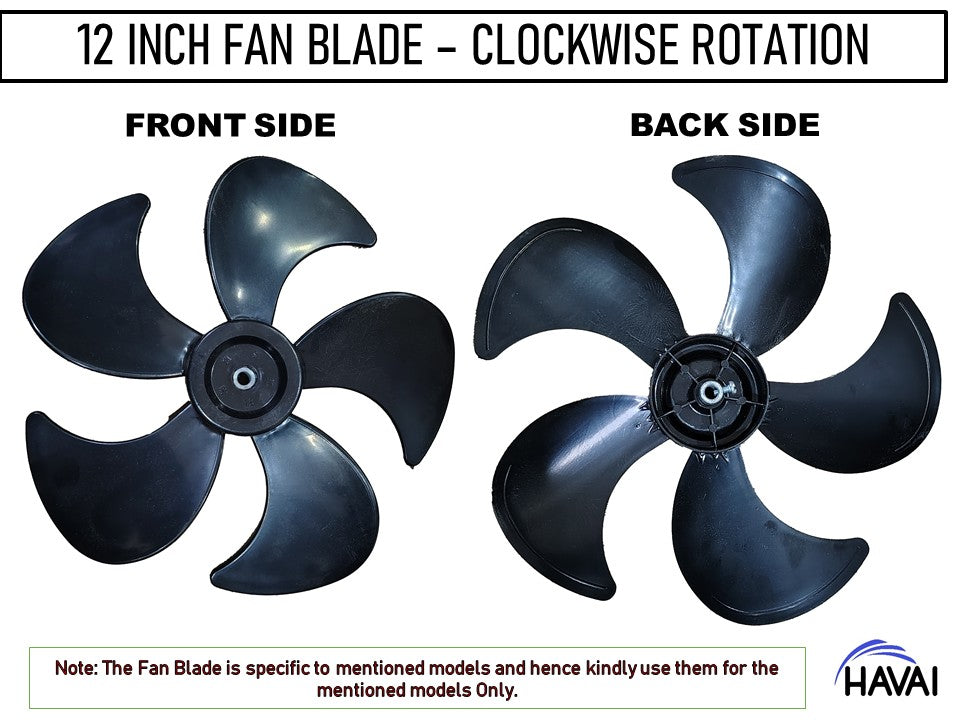 HAVAI FAN BLADE - 12 INCH, CLOCKWISE, 5 BLADE