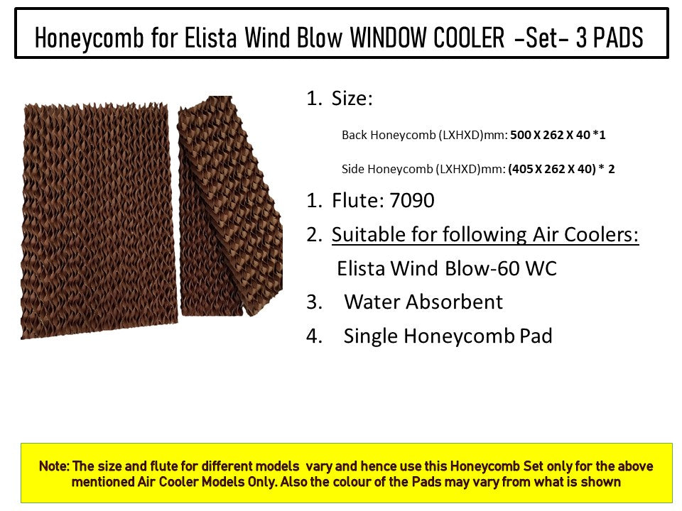 HAVAI Honeycomb Pad - Set of 3 - for Elista Wind Blow-60 Litre Window Cooler
