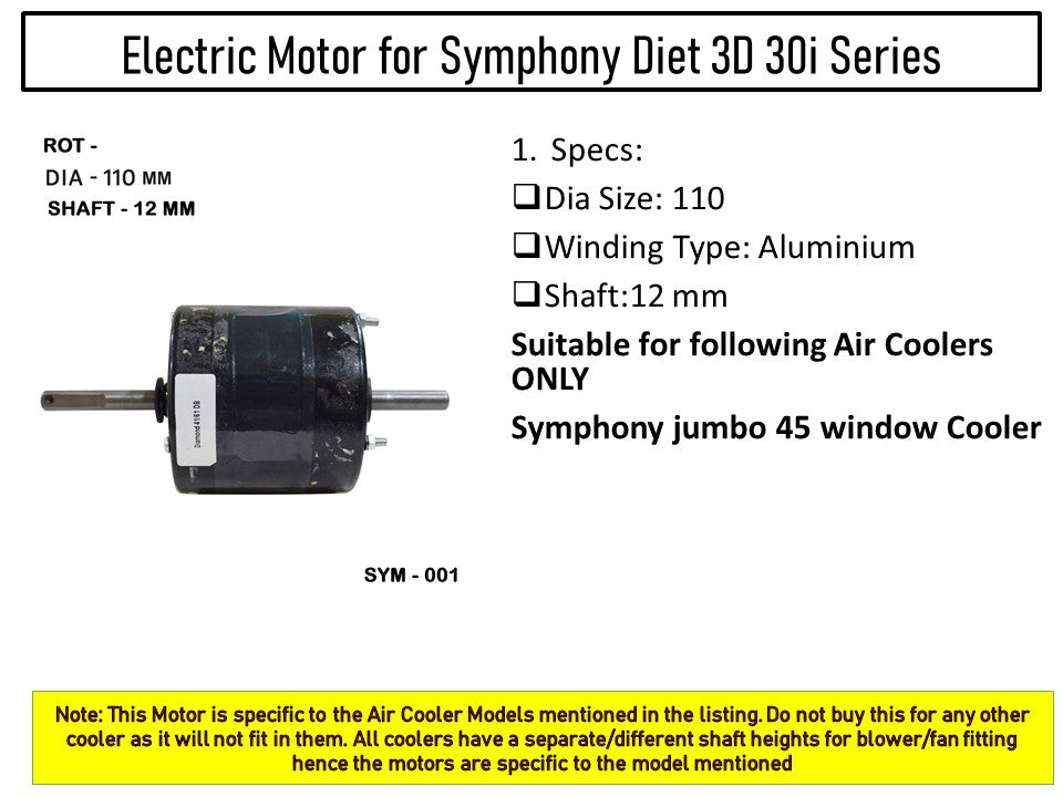 Main/Electric Motor - For Symphony Jumbo 45 Litre WIndow Cooler