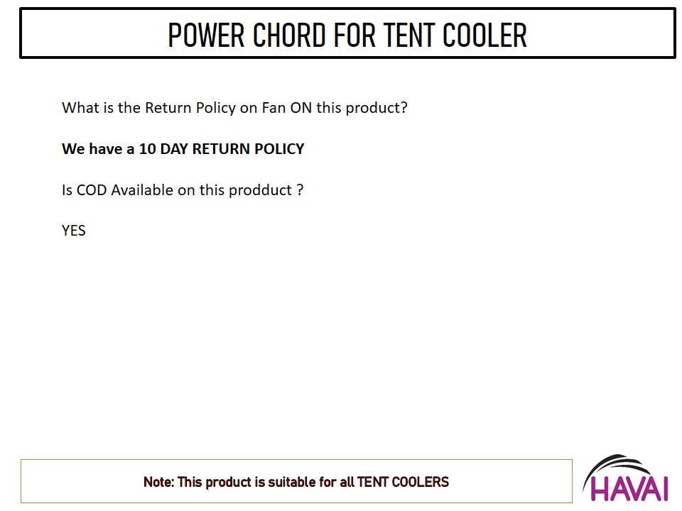 Powerchord 3 Pin - For Tent Coolers - 2.5 Metre Long