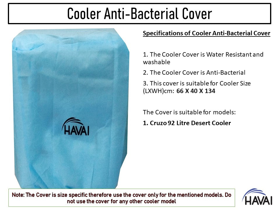 HAVAI Anti Bacterial Cover for Hindware Cruzo 92 Litre Desert Cooler Water Resistant.Cover Size(LXBXH) cm: 66 X 40 X 134