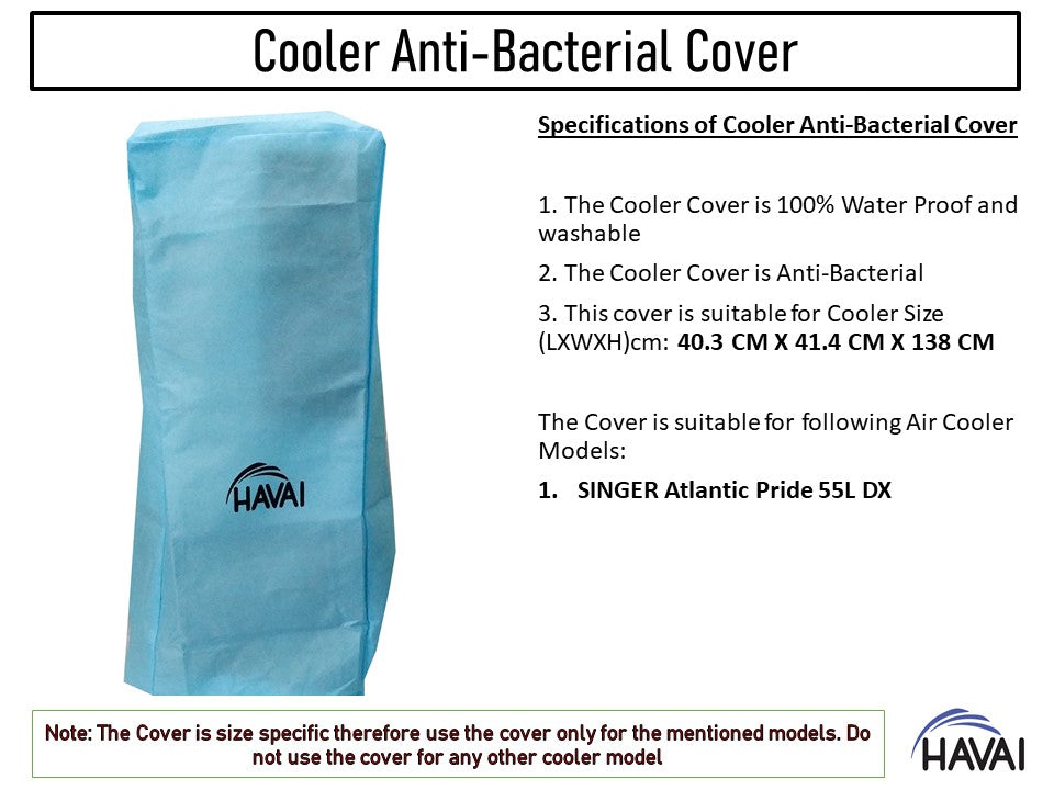 HAVAI Anti Bacterial Cover for Singer Atlantic Pride 55L DX Tower Cooler Water Resistant.Cover Size(LXBXH) cm: 40.3 x 41.4 x 138