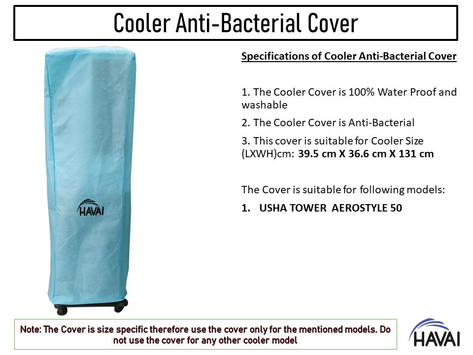 HAVAI Anti Bacterial Cover for Usha AEROSTYLE 50 Litre Tower Cooler Water Resistant.Cover Size(LXBXH) cm: 39.5  x 36.6  X 131