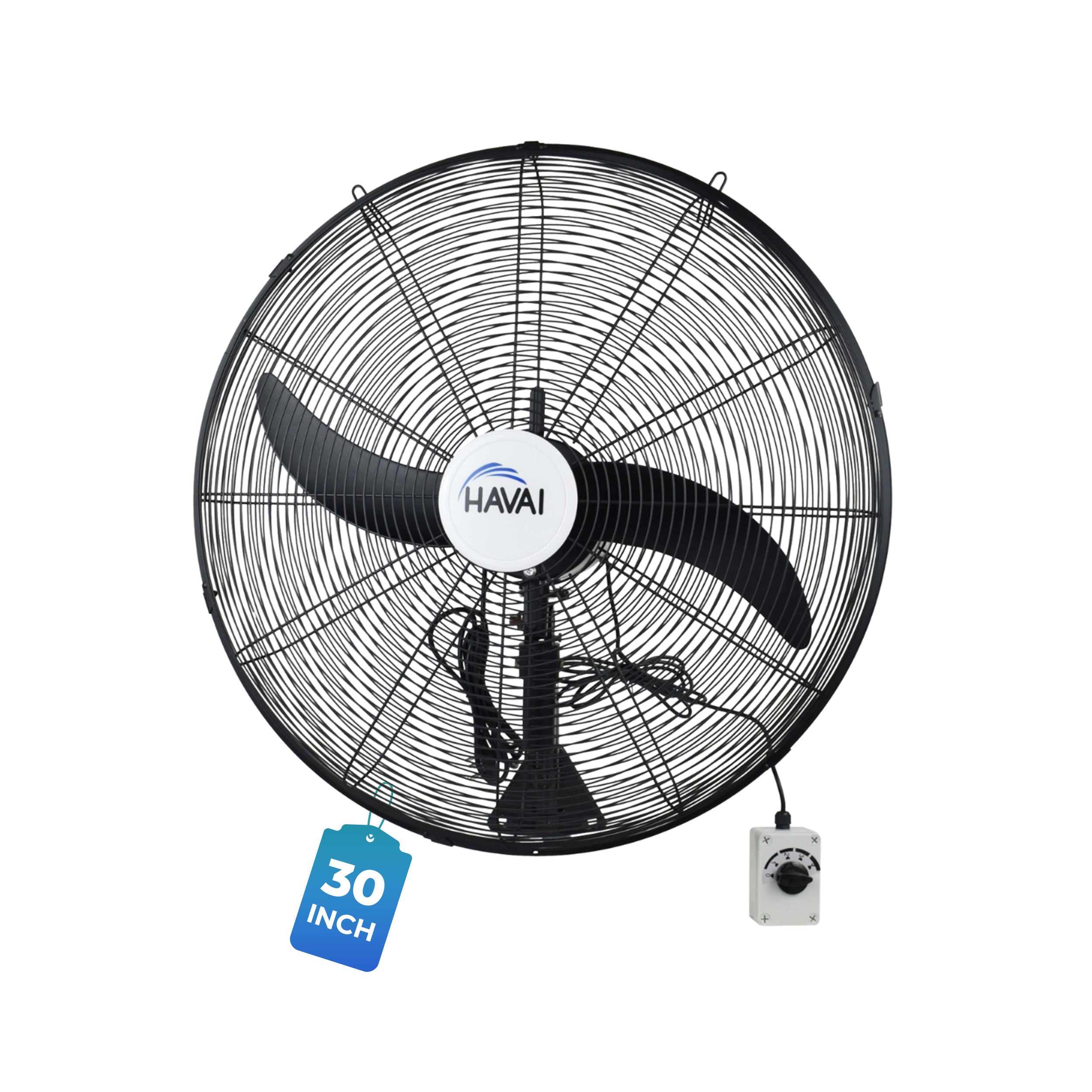 Havai BLDC Wall Mount Fan 30 Inch, 50% Savings On Electricity, High Velocity, Heavy Duty Metal For Industrial, Commercial And Residential Use, Assembly Included , Black
