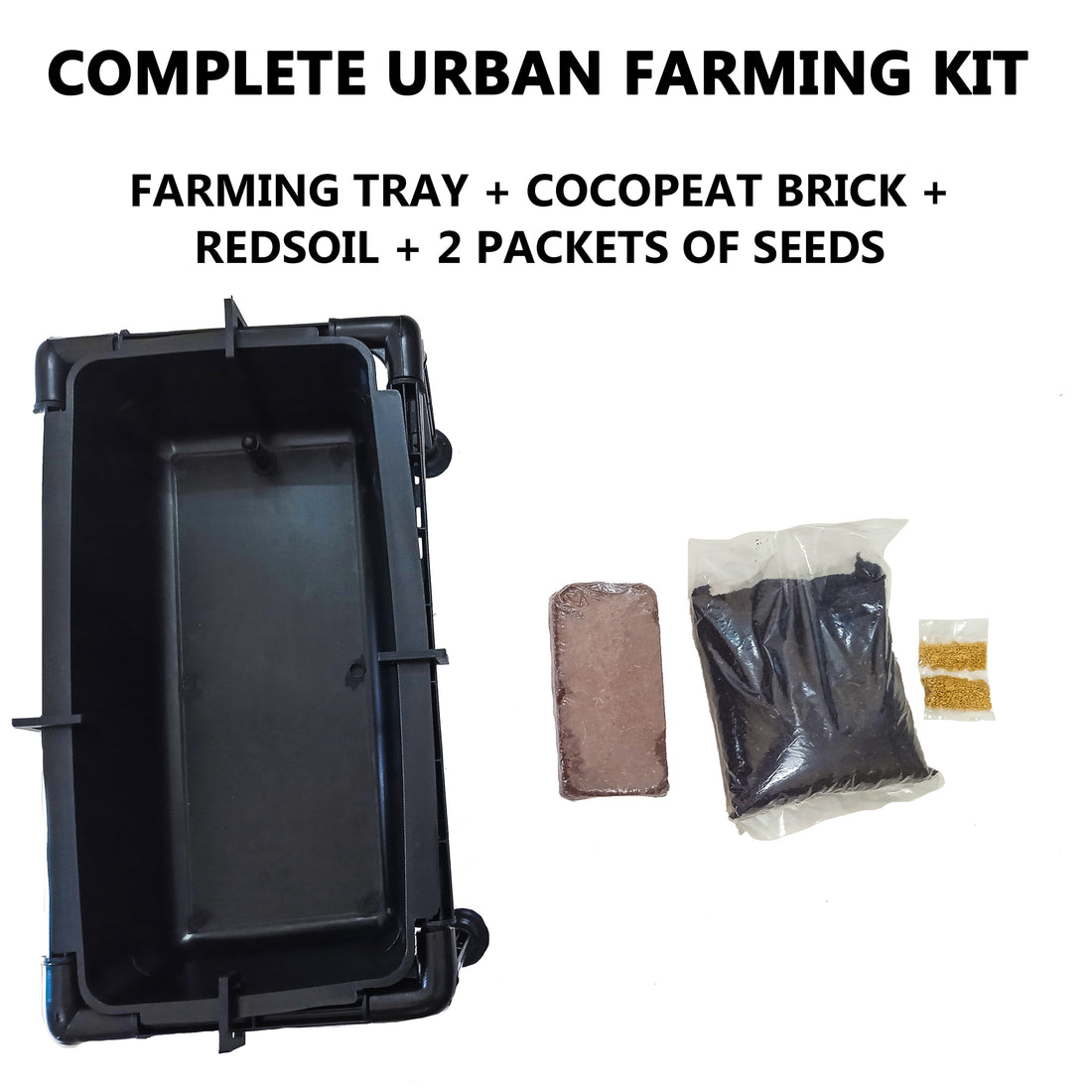 HAVAI Urban Farming Kit with Mushroom Filter for Drainage – can be Used in Balconies, Indoor Spaces / Soil, Seeds and cocopeat Included