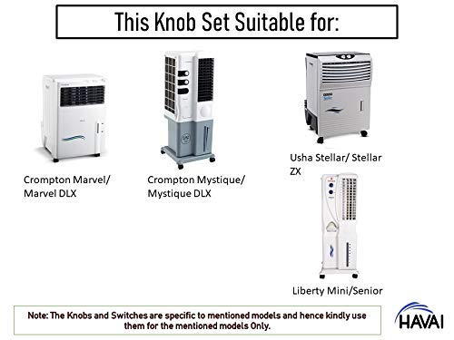 HAVAI Set of Knobs and Rotary Switches for Crompton Marvel/Marvel DLX/Mystique/Mystique DLX, Singer Liberty Mini/Senior Personal and Tower Cooler