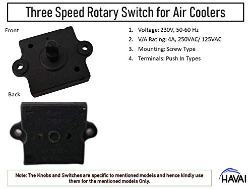 HAVAI Set of Knobs and Rotary Switches for Usha Frost LX/VX/ZX Tower Coolers