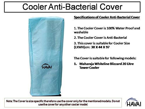 HAVAI Anti Bacterial Cover for Maharaja Whiteline Blizzard 20 Litre Tower Cooler Water Resistant. Cover Size(LXBXH) cm: 36 X 37 X 97