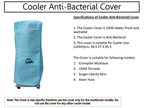 HAVAI Anti Bacterial Cover for Aisen Yuva 20 Litre Tower Cooler Water Resistant.Cover Size(LXBXH) cm: 38 X 37 X 95.5