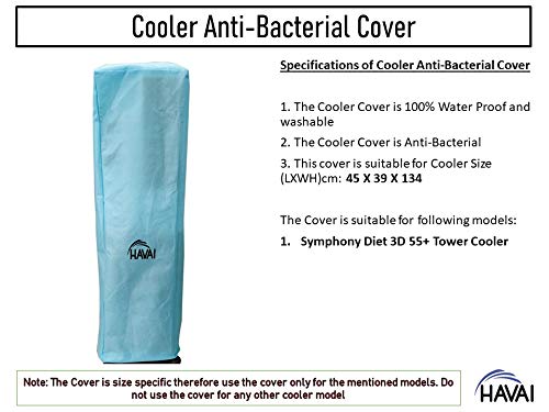 HAVAI Anti Bacterial Cover for Symphony Diet 3D 55+ Black Tower Cooler Water Resistant.Cover Size(LXBXH) cm: 45 X 39 X 134