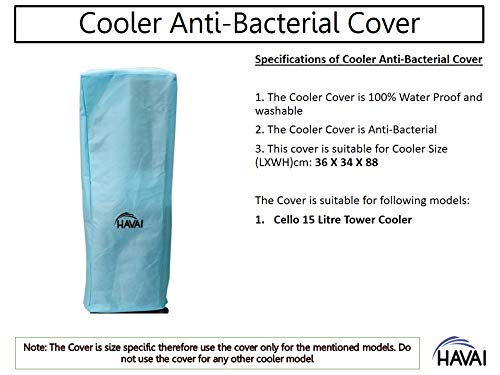 HAVAI Anti Bacterial Cover for Cello 15 Litre Tower Cooler Water Resistant.Cover Size(LXBXH) cm: 36 X 34 X 88