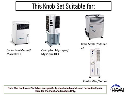 HAVAI Set of Knobs and Rotary Switches for Usha Stellar/Stellar ZX/ havai ninja Personal Coolers