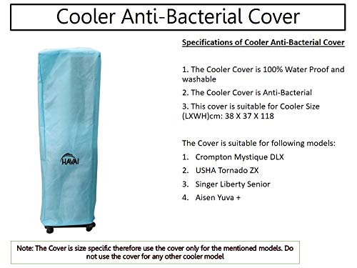 HAVAI Anti Bacterial Cover for Aisen Yuva+ 34 Litre Tower Cooler Water Resistant. Cover Size(LXBXH) cm: 38 X 37 X 118
