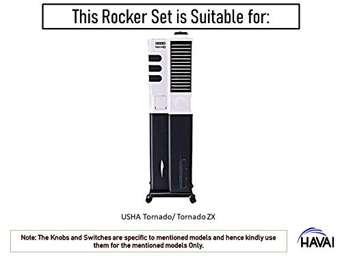 HAVAI Set of Rocker Switch with Three Speed Rotary Switch and Knob for Usha Tornado/Tornado ZX Tower Cooler