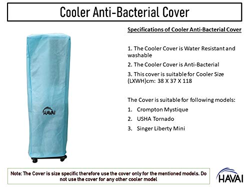 HAVAI Anti Bacterial Cover for Usha Tornado ZX 34 Litre Tower Cooler Water Resistant. Cover Size(LXBXH) cm: 38 X 37 X 118