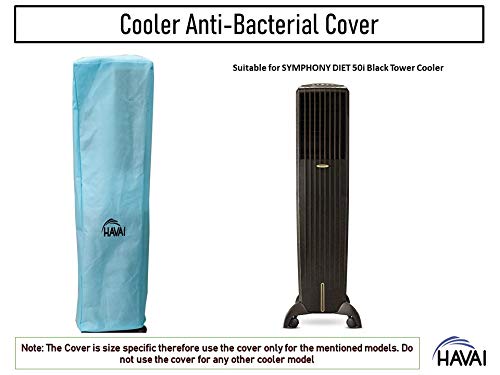 HAVAI Anti Bacterial Cover for Symphony 50i Sense Black Diet Tower Cooler Water Resistant.Cover Size(LXBXH) cm:43 X 36 X 134.5