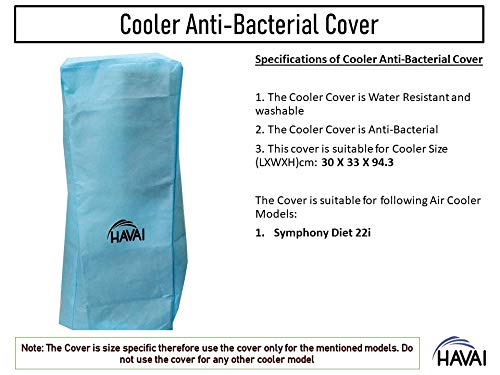 HAVAI Anti Bacterial Cover for Symphony Diet 22i Tower Cooler Water Resistant.Cover Size(LXBXH) cm:30 X 33 X 94.3