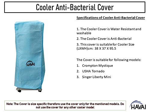 HAVAI Anti Bacterial Cover for Usha Tornado 20 Litre Tower Cooler Water Resistant.Cover Size(LXBXH) cm: 38 X 37 X 95.5