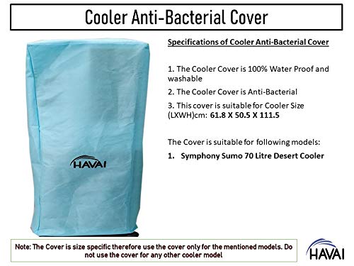 HAVAI Anti Bacterial Cover for Symphony Sumo 70 Litre Desert Cooler Water Resistant.Cover Size(LXBXH) cm: 61.8 X 50.5 X 111.5