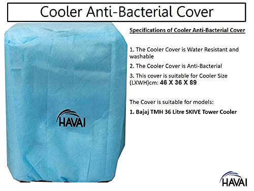HAVAI Anti Bacterial Cover for Bajaj Skive TMH 36 Litre Tower Cooler Water Resistant.Cover Size(LXBXH) cm: 46 X 36 X 89