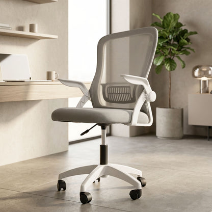 HAVAI Aero Grey Ergonomic Office Chair | Premium Net Cloth Fabric | Reclining &amp; Folding Back | 60D Recycled Foam + 24D Virgin Cotton | Nylon Armrests | Class 2 Gas Lift | 310 Nylon Base | 2-Inch Smooth Wheels | Grey