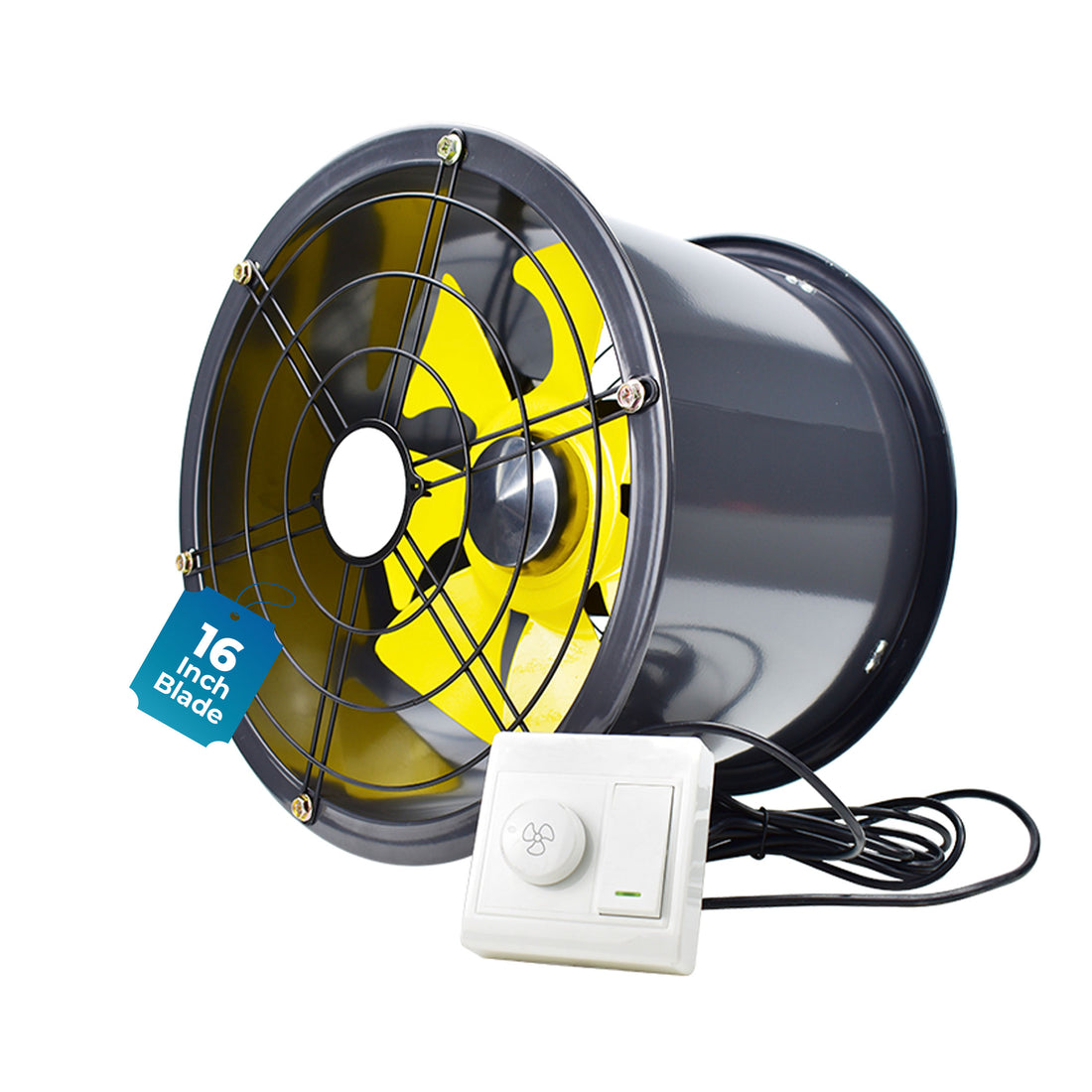 16-Inch Commercial BLDC Axial Fan | Stepless Speed Control | Low Noise | Aluminium Blade | 2000–6000 m³/h Air Volume | 40–80% Energy Saving | No Winding Burnouts | 2-Year BLDC Motor Warranty