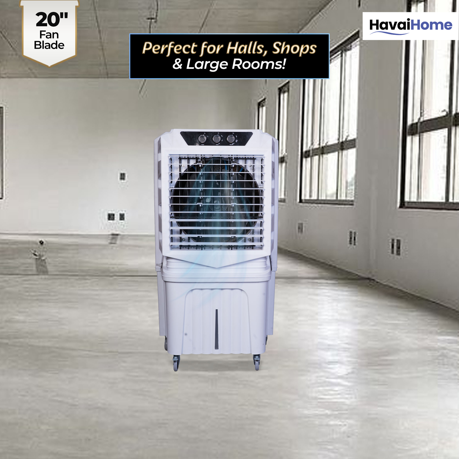 HAVAI Arizona 20 Desert Air Cooler | 120L Water Tank | 20-Inch Metal Blade | 4800 m³/hr Air Delivery | 35 Ft Air Throw | Double Bearing Low Noise Motor | Thick Honeycomb Pads | Covers up to 500 Sq Ft | 1 Year On-Site Warranty